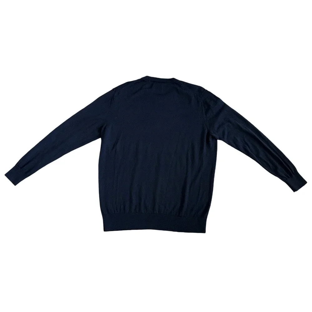 Untuckit Men's Sweater Zeppelin 100% Merino Wool Navy Blue Pullover Size XL Soft